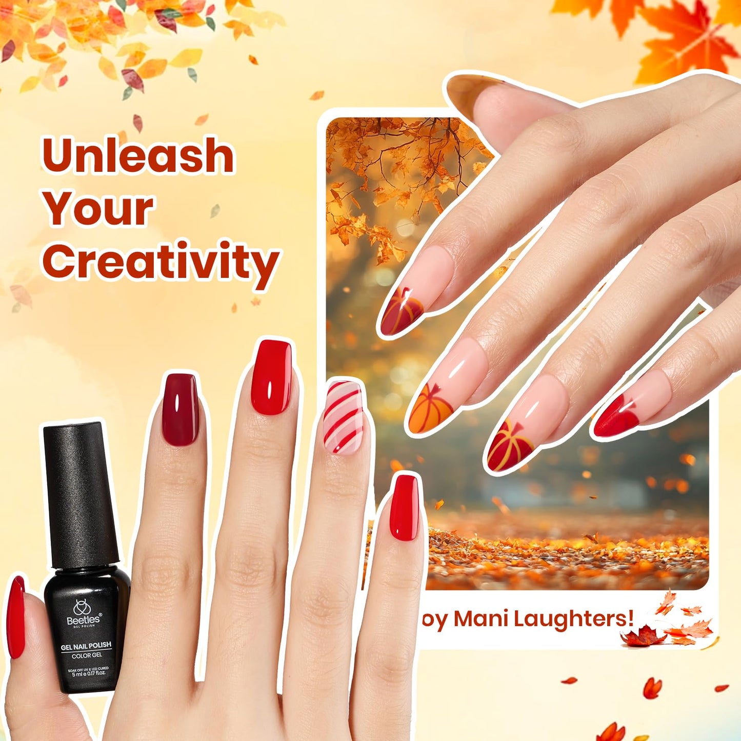 Beetles Fall Gel Polish Set - Waltz of Leaves Collection, 36 Autumn Colors Purple Green Colors Gel Polish Set With Base and Glossy Matte Glitter Top Coat Soak Off UV Led Gifts for Women