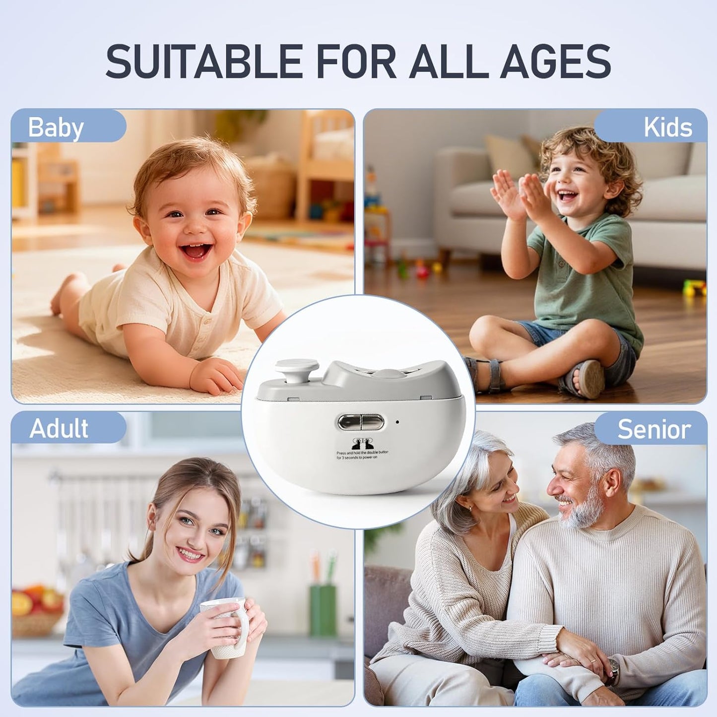 Electric Nail Clipper - Rechargeable Trimmer with LED Light | Ultra-Quiet & Safe for Kids, Adults, Seniors