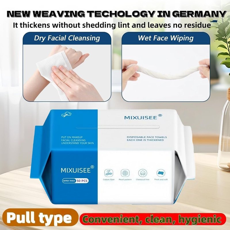 Thick & Soft Disposable Face Towels | 100% Cotton Facial Cloths - Extra Thick for Makeup Removal (150 Pieces)