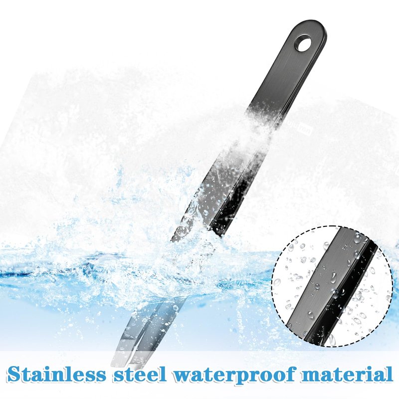 100pcs Slanted Eyebrow Tweezers, Black Stainless Steel Precision Tweezers for Facial Hair, Ingrown Hair, Lash Extensions & Personal Grooming - Bulk Professional Set