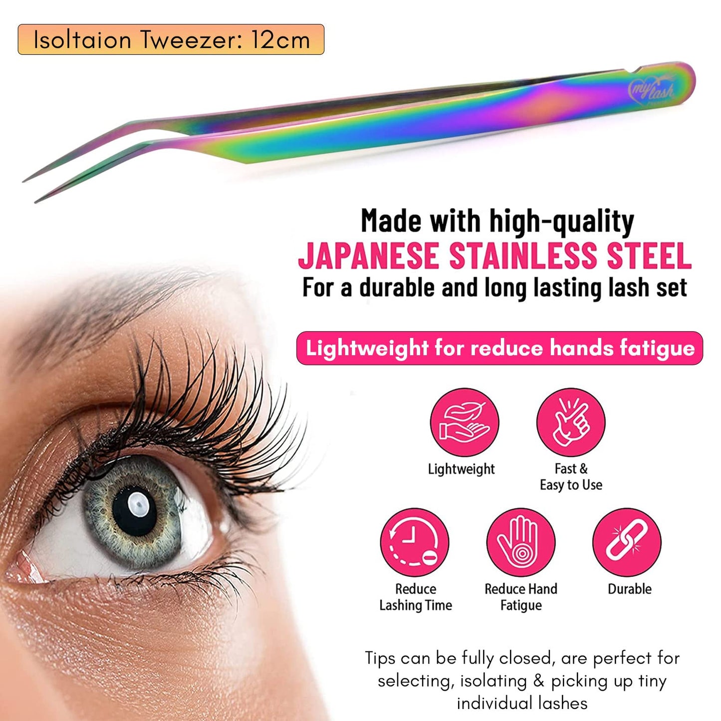 My Lash Tools New Isolation Lash Tweezers For Eyelash Extensions Best for Individual Isolation & Classic Lashes Japanese Stainless Steel Lightweight Precision Lashing Twisers