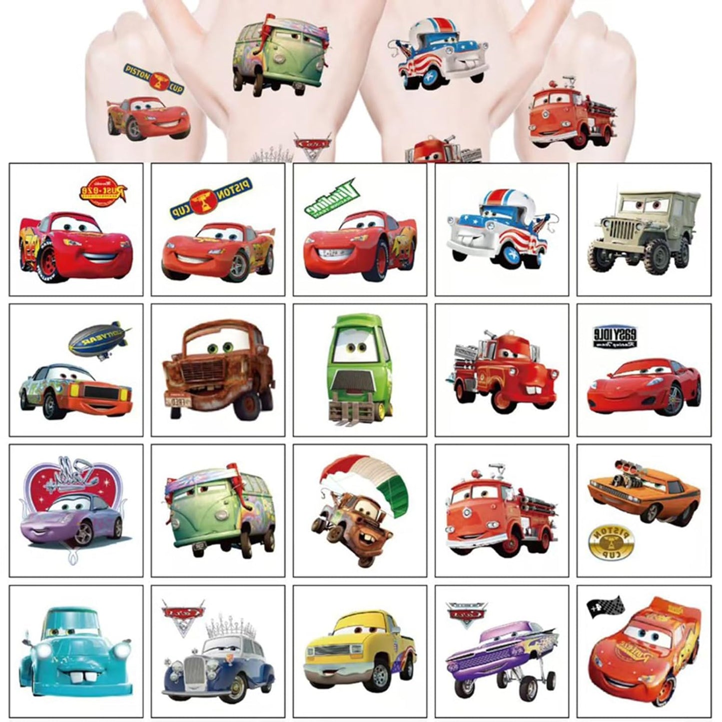 20pcs Movie Cars Temporary Tattoos - Fun Party Favors for Teens | Birthday Decorations & Game Rewards
