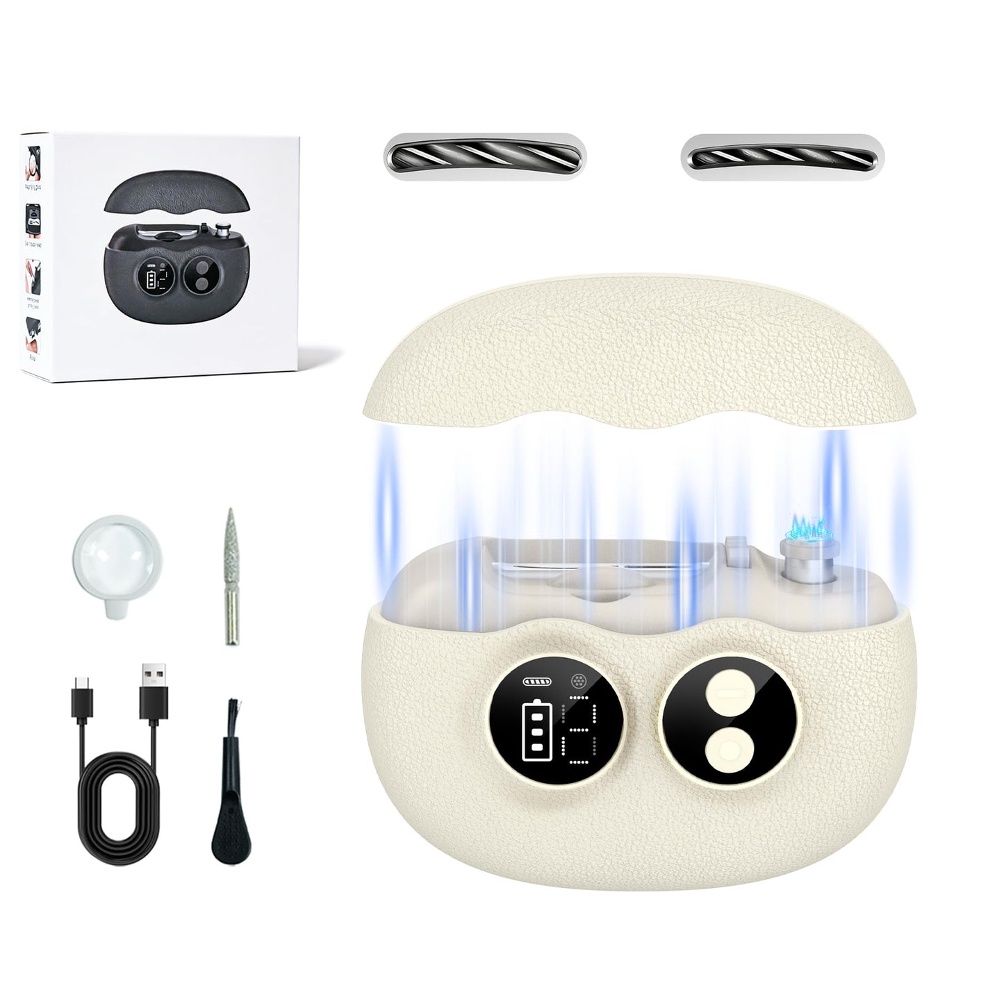 Yionkin Electric Nail Clipper, 3 in 1 Electric Nail Clippers with Interchangeable Heads, Built-in Magnifier, Dual Polishing Modes, LCD Display, Debris Storage, for Seniors, Adults, Kids