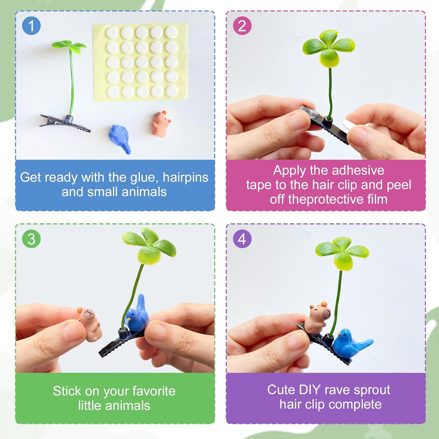 Xyntara DIY Rave Hair Clips - 50 Sets Mixed Style Plant Hairpins for Women & Kids | Turtle Design