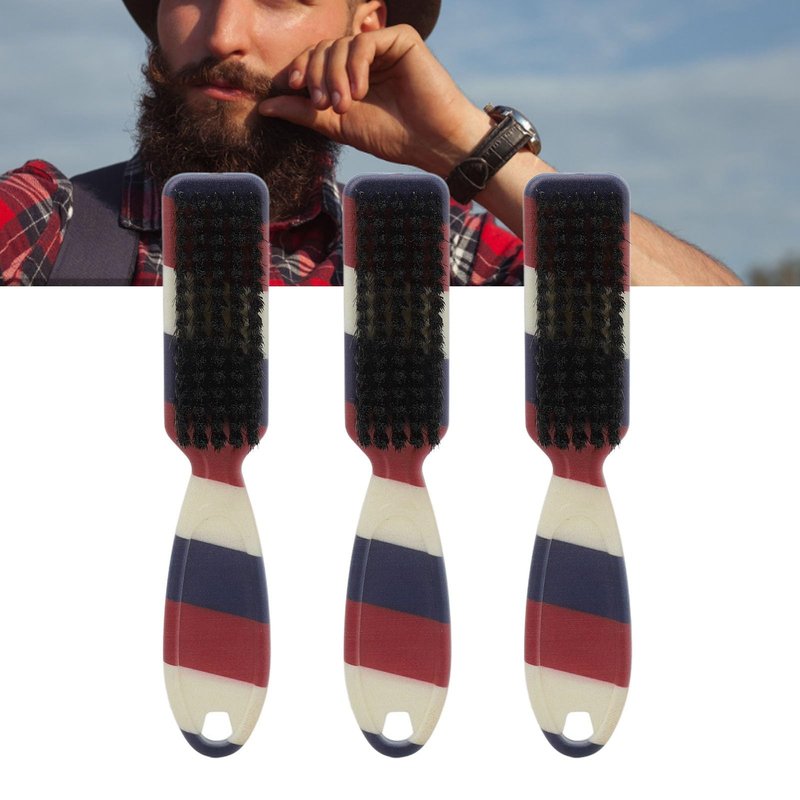 3 Pieces Barber Fade Brush, Soft Beard Fade Brush, Versatile Styling Cleaning Brush with Ergonomic Handle, Cleaning Nylon Brush for Beauty Salon, Home, Impact