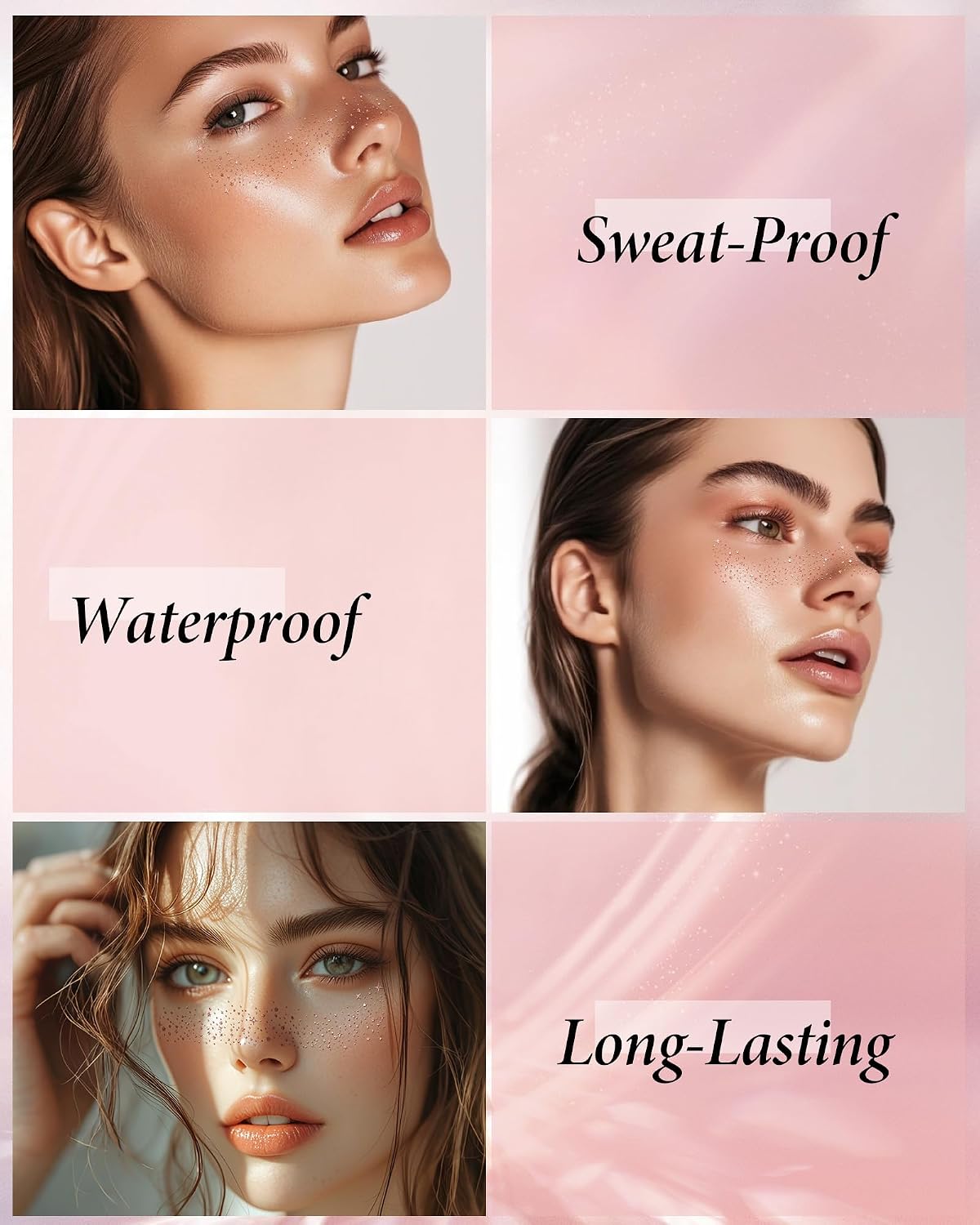 Face Glitter Tattoos - Temporary Makeup Patches for Festivals & Concerts | Rose Gold - 8 Pcs