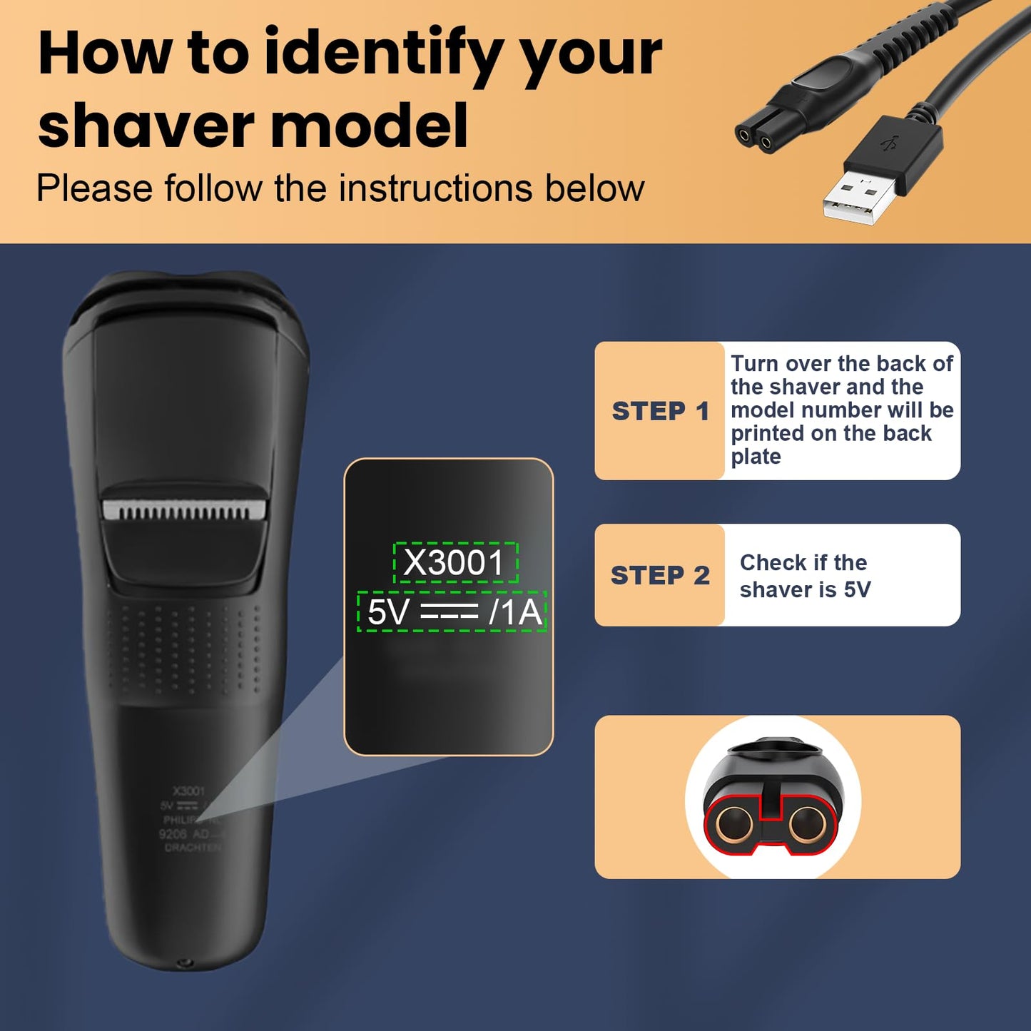 BENSN 5V Replacement Charger Compatible with Philips Norelco Shavers, Charging Cord for Series 2000 3000 5000 7000 9000 Wet & Dry Electric Razors