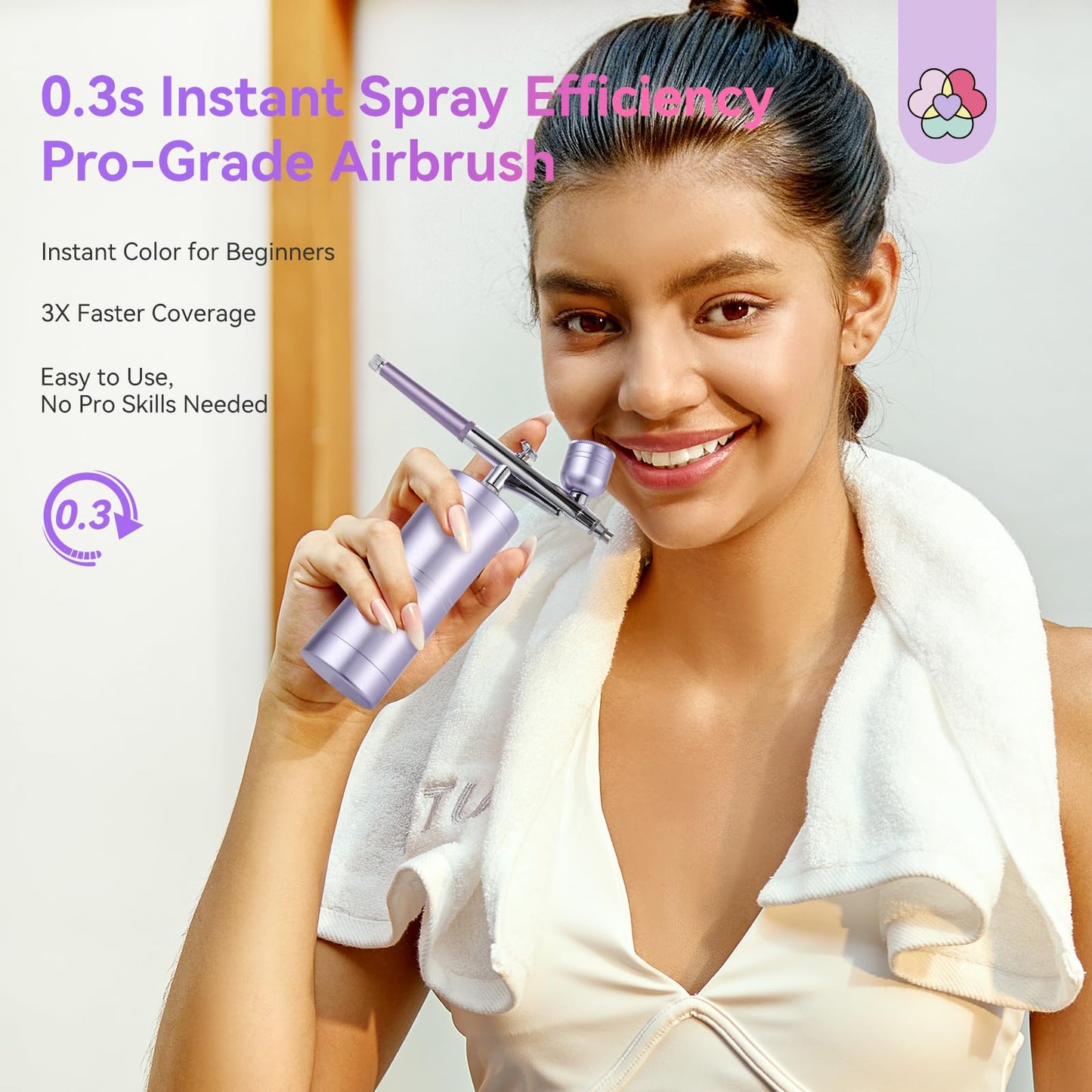SAVILAND 7-in-1 Pro Airbrush Set: 6PSC Pink Airbrush Gel Nail Polish & Airbrush for Nails & Airbrush Cleaner & Airbrush Stencils & Protector for Fingers & Masks and Gloves Instant Nail Art