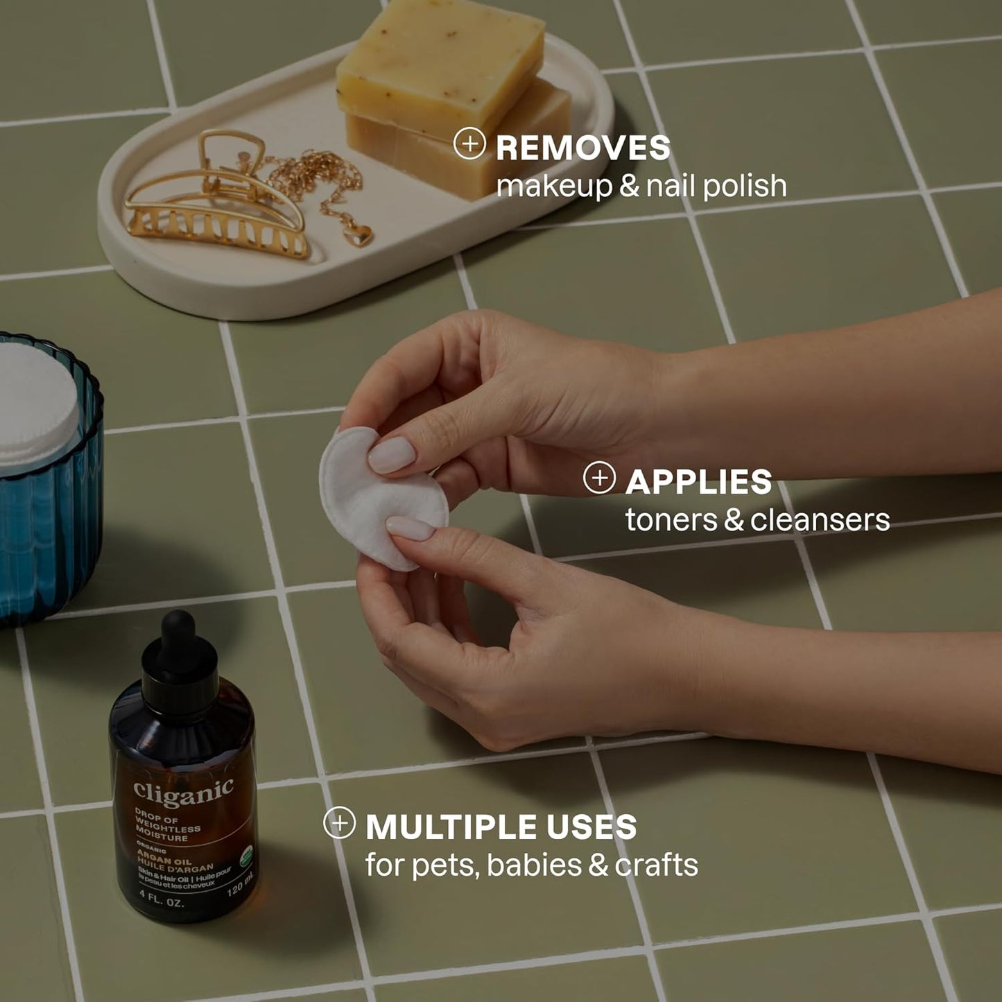 Cliganic Premium Cotton Rounds - Hypoallergenic Makeup Remover Pads, Lint-Free | 600 Count