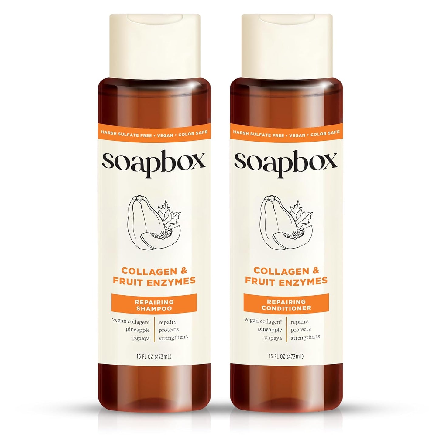 Keratin & Raspberry Seed Oil Shampoo & Conditioner Set - Shiny, Smooth Hair | 16 oz Each, Clean Ingredients