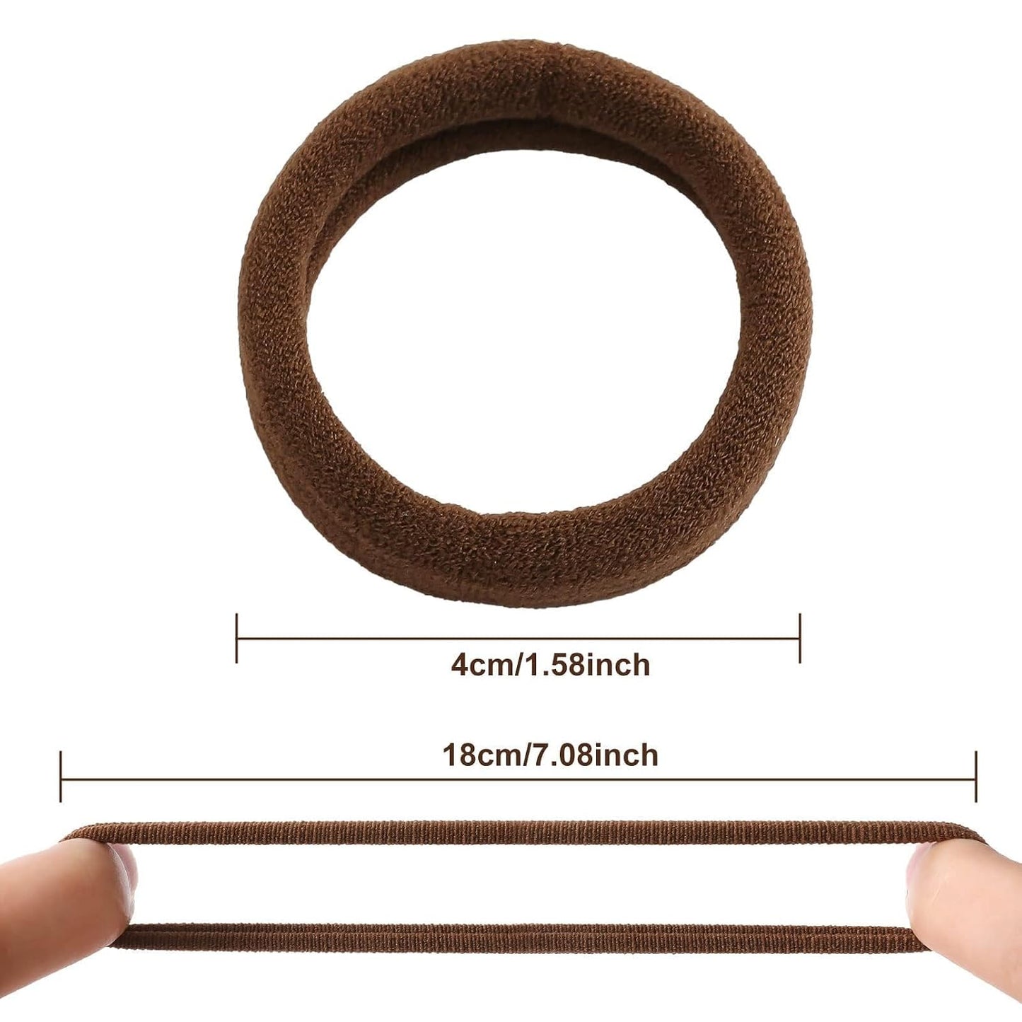 Thick Seamless Hair Ties - 100 Pcs No Damage Ponytail Holders for Women & Girls | Dark Brown