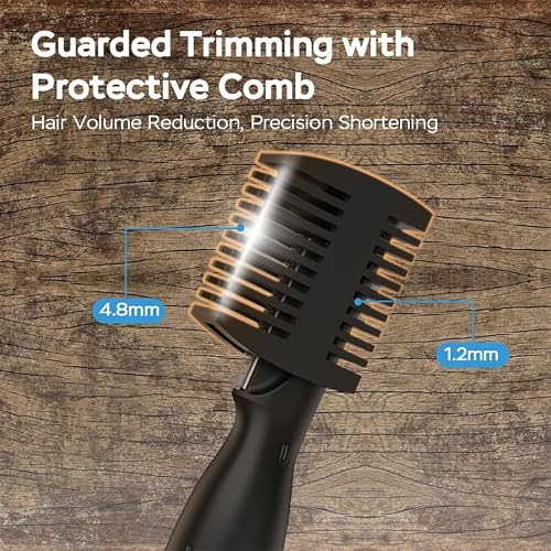 Upgraded Eyebrow Trimmer for Men, Precision Detailer, Battery-Powered Eyebrow Razor with Rinseable Blade, Facial Hair Trimmer with Comb, Compact Pen-Size, Safe Painless Shaver