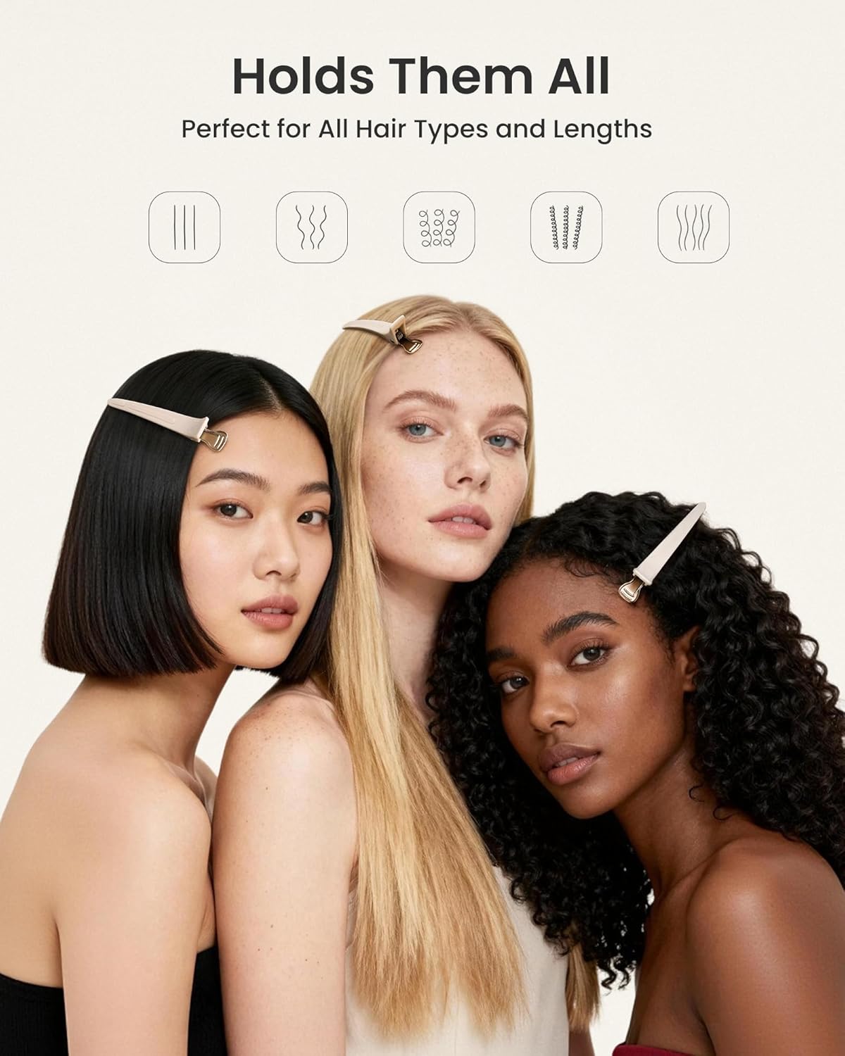 4.8" Hair Clips for Styling - No-Crease Duckbill Clips with Silicone Band for Thick, Curly Hair | 6-Pack, Desert Titanium