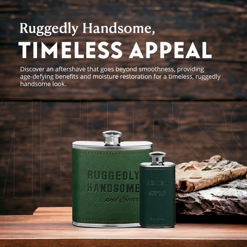 Ageless Zen Ruggedly Handsome Aftershave - 240ml – Soothing Men’s Face Moisturizer with Menthol, Reduces Lines & Wrinkles - Easy to Use for Face, Forehead, & Neck - Citrus Scent - Travel Pack