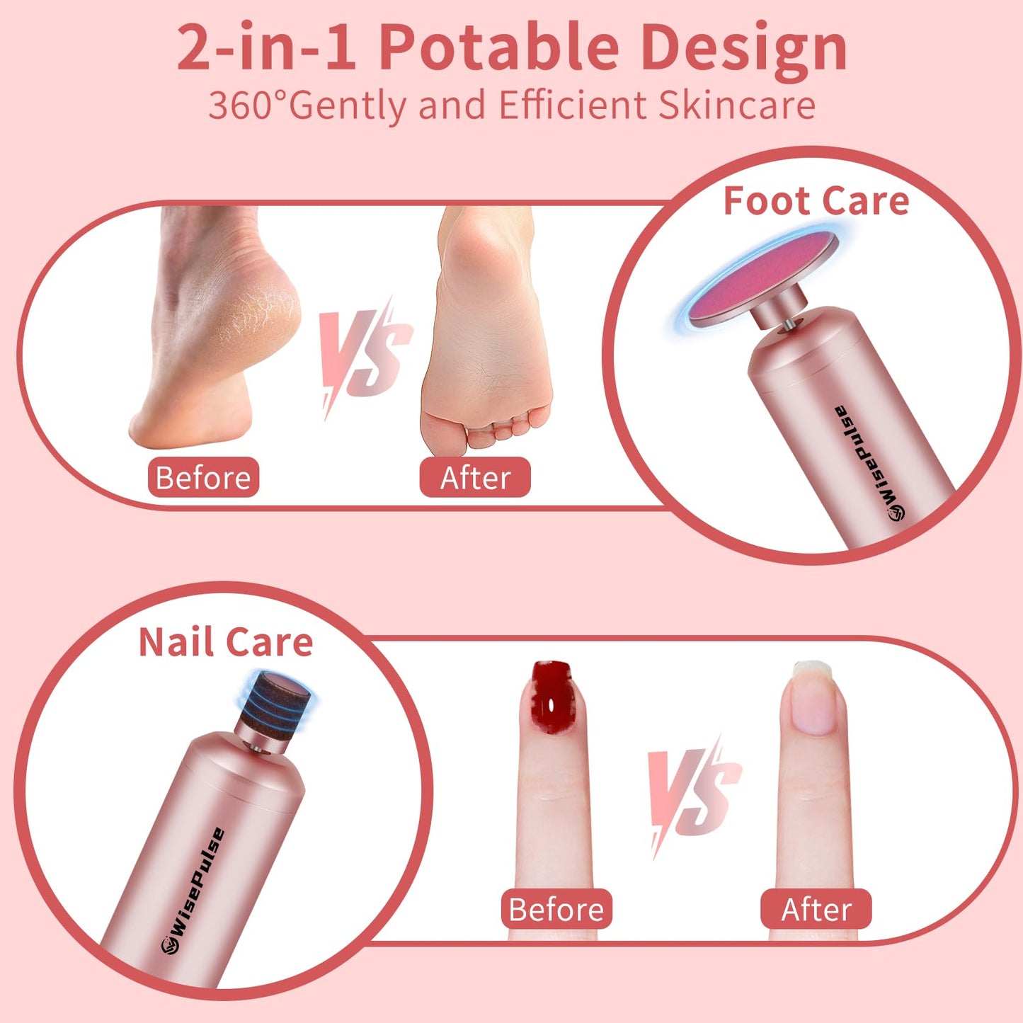 Electric Callus Remover for Feet, Electric Foot Callus Remover with 60pcs Sandpaper Discs,1800RPM Foot File Rechargeable Pedicure Tool with Adjustable Speed, Digital Display, Care for Feet & Nail