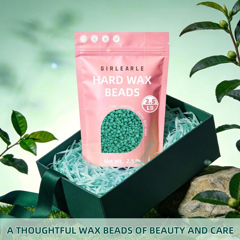 GIRLEARLE 2.5lb Wax Beads for Hair Removal, Brazilian Bikini Hard Wax for Sensitive Skin, Hard Wax beads Perfect for Full Body Eyebrow, Facial, and Underarms at Home for Women and Men (Green Tea)