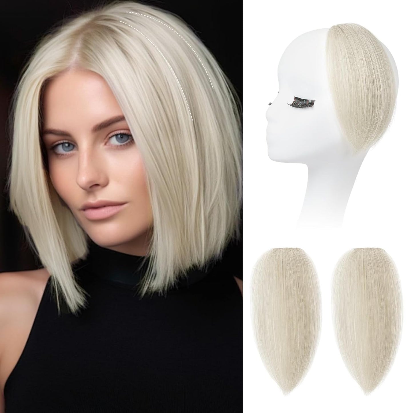 REECHO Clip In Hair Volumizer - Short Thick Hairpieces for Extra Volume | Light Brown with Blonde Highlights, 8 Inch (Pack of 2)