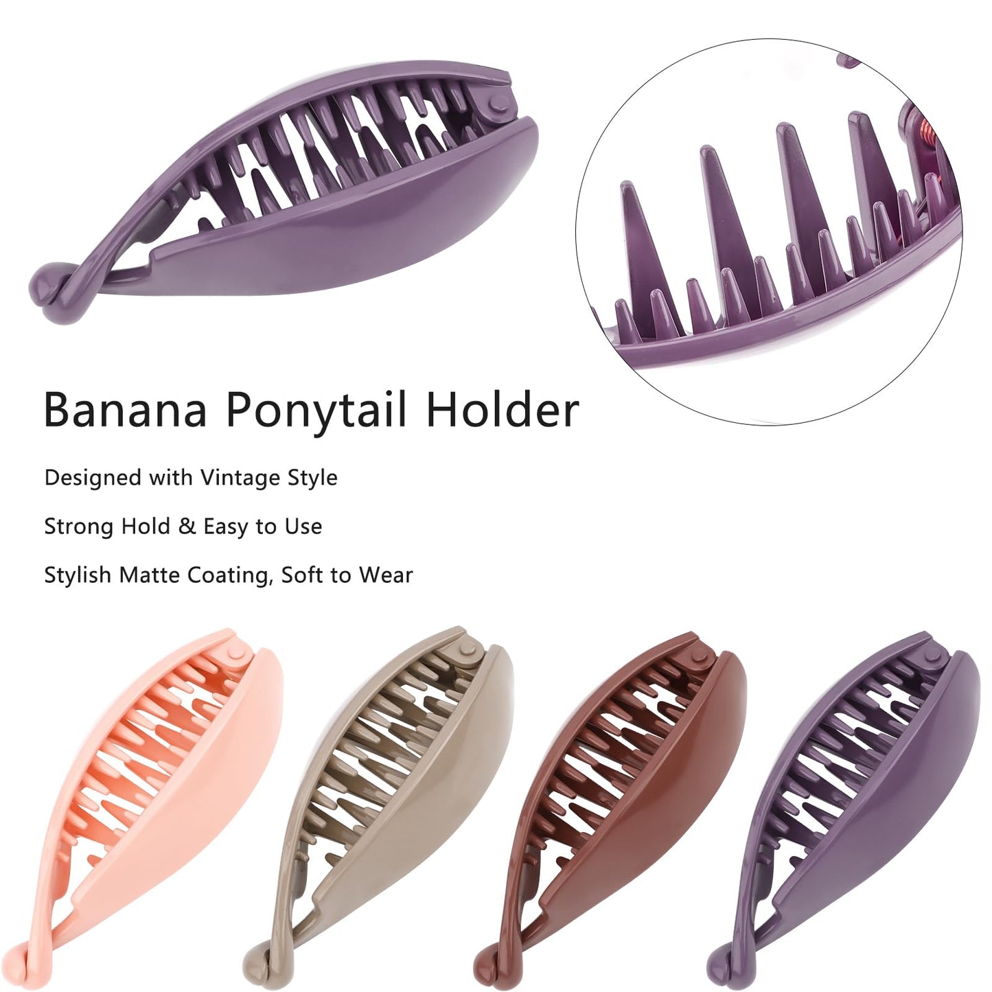 Hapdoo 4PCS Small Banana Clip, Banana Clips for Thin Hair Strong Hold Bun Holder Jaw Barrettes for Women and Girls