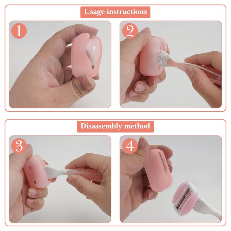LUEXBOX 2 Pack Razor Silicone Covers, Portable Shaver Holder for Travel, Razor Cover Compatible with Venus Razor Travel Case, Blade Container Storage Shaver Holder (Pink)