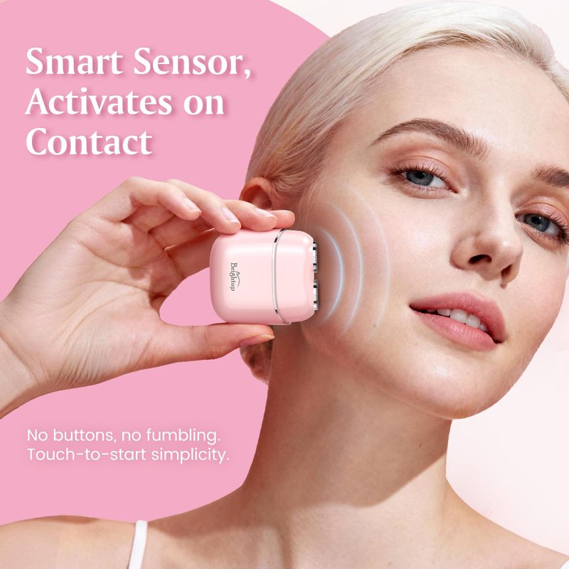 Brightup Facial Hair Removal for Women - Painless Electric Face Shaver for Peach Fuzz & Sensitive Skin, USB-C Chargeable Hair Shaver for Upper Lip & Chin,IPX7 Portable for Smooth Skin at Home & Travel