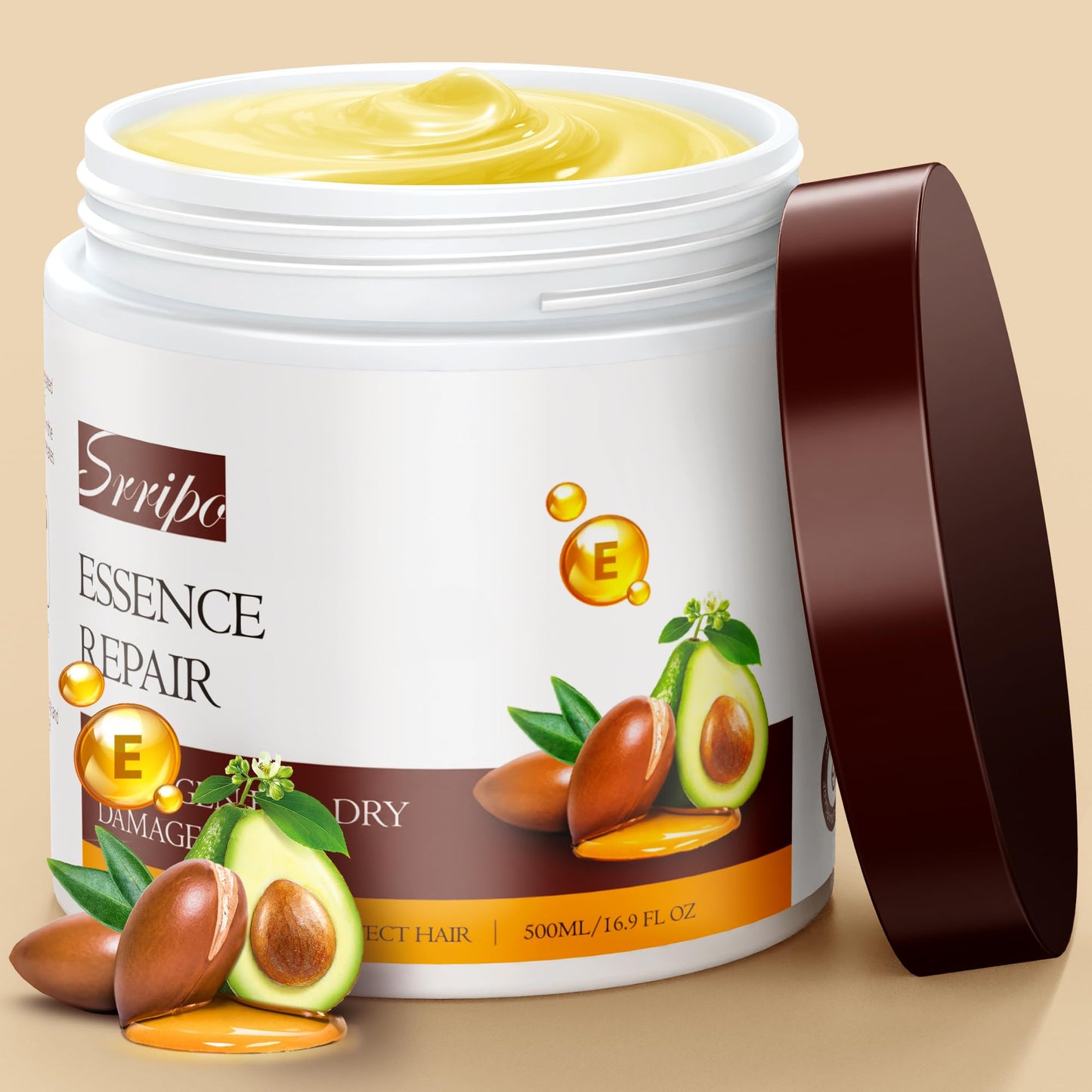 Srripo Collagen Hair Mask for Deep Conditioning, Keratin Hair Treatment with 4 Hydrolyzed Proteins, Moroccan & Avocado Oils Conditioner for Nourish, Calendula Gentian Extracts Care Dry & Damaged Hair