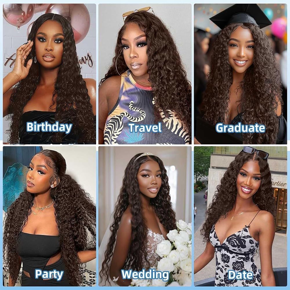 #4 Brown Human Hair Bundle Chocolate Brown Kinky Curly Bundles 20 22 24 inch 10A 100% Unprocessed Brazilian Virgin Hair 3 Bundles Color #4 150g