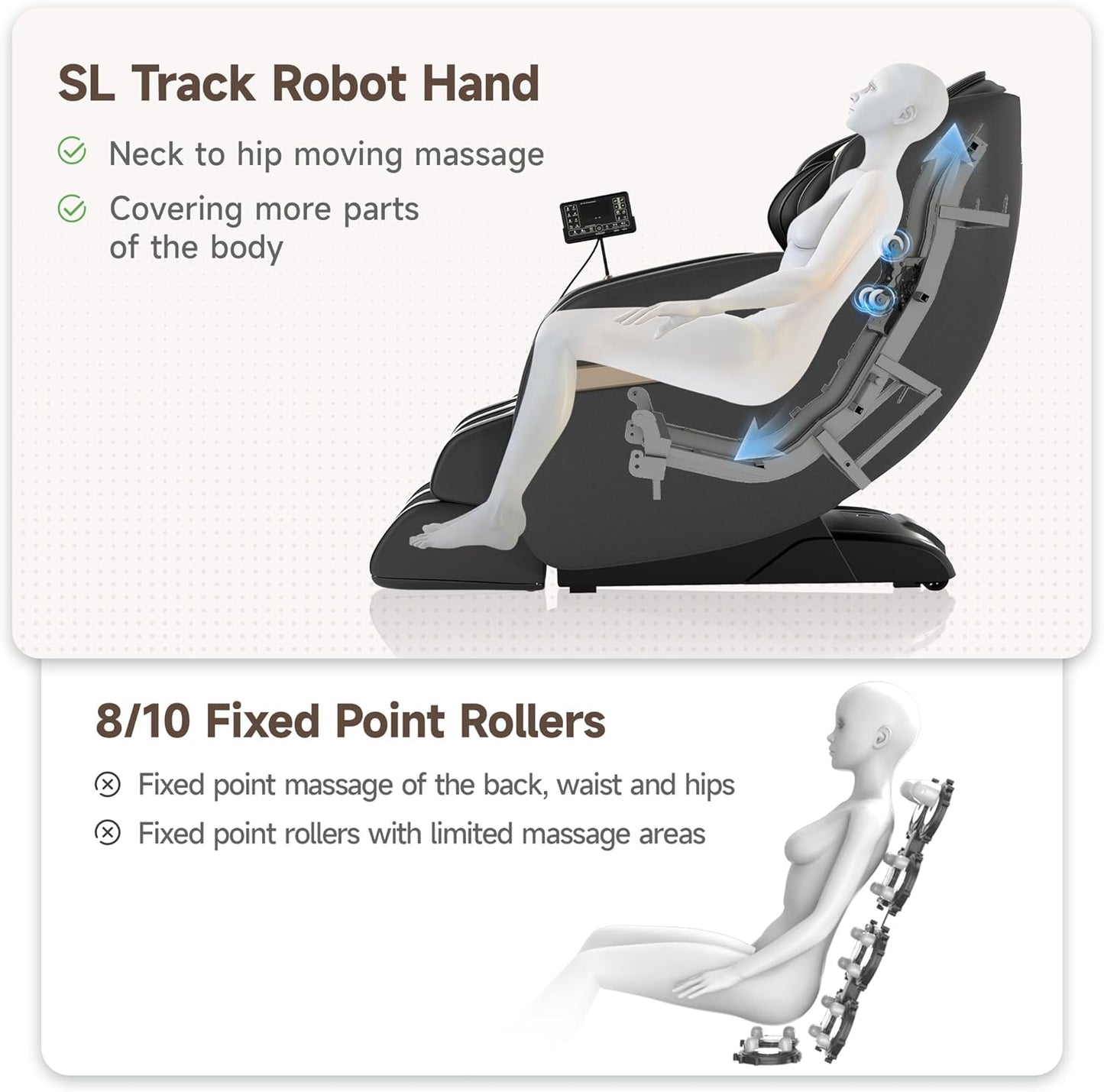 Real Relax 2D SL-Track Massage Chair - Full Body Zero Gravity Recliner with 8 Auto Modes & Upgraded LCD Screen | Black