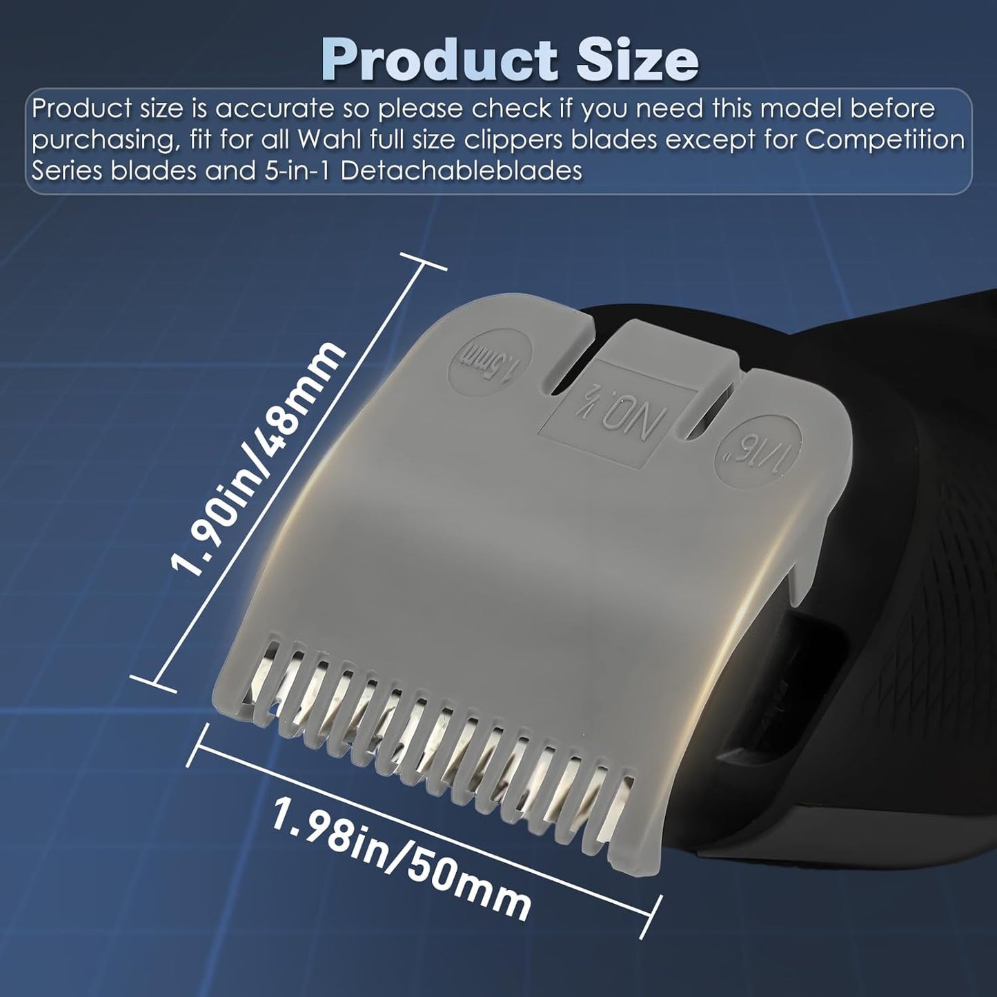 Hair Clipper Guards Set - 2 Pack Replacement for 1/2 Wahl Clipper | 1/16" 1.5mm Attachments for Barbers