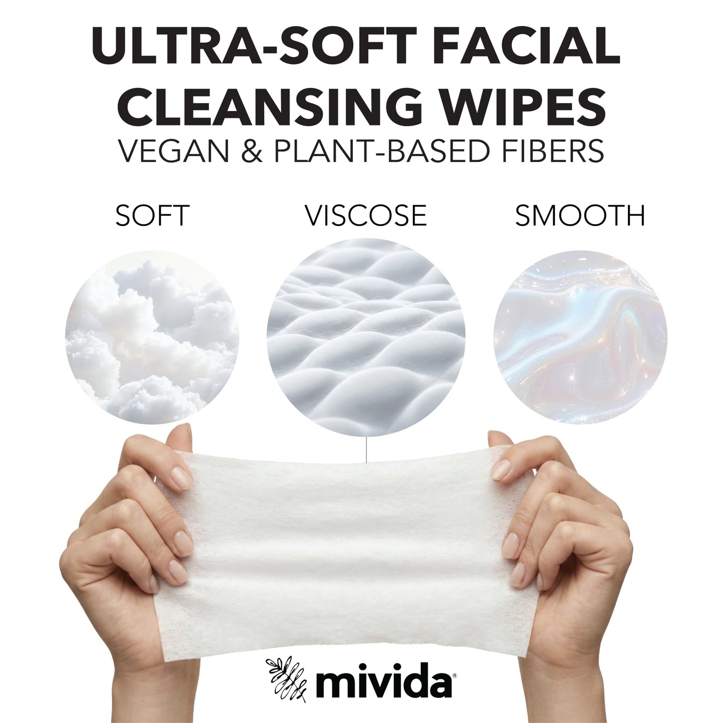 mivida Hypoallergenic Makeup Remover Wipes With Hyaluronic Acid, Dermatologist Tested Alcohol Free & Fragrance Free Makeup Wipes For Sensitive Skin, Make Up Remover, Travel Friendly 2 × 25 Count