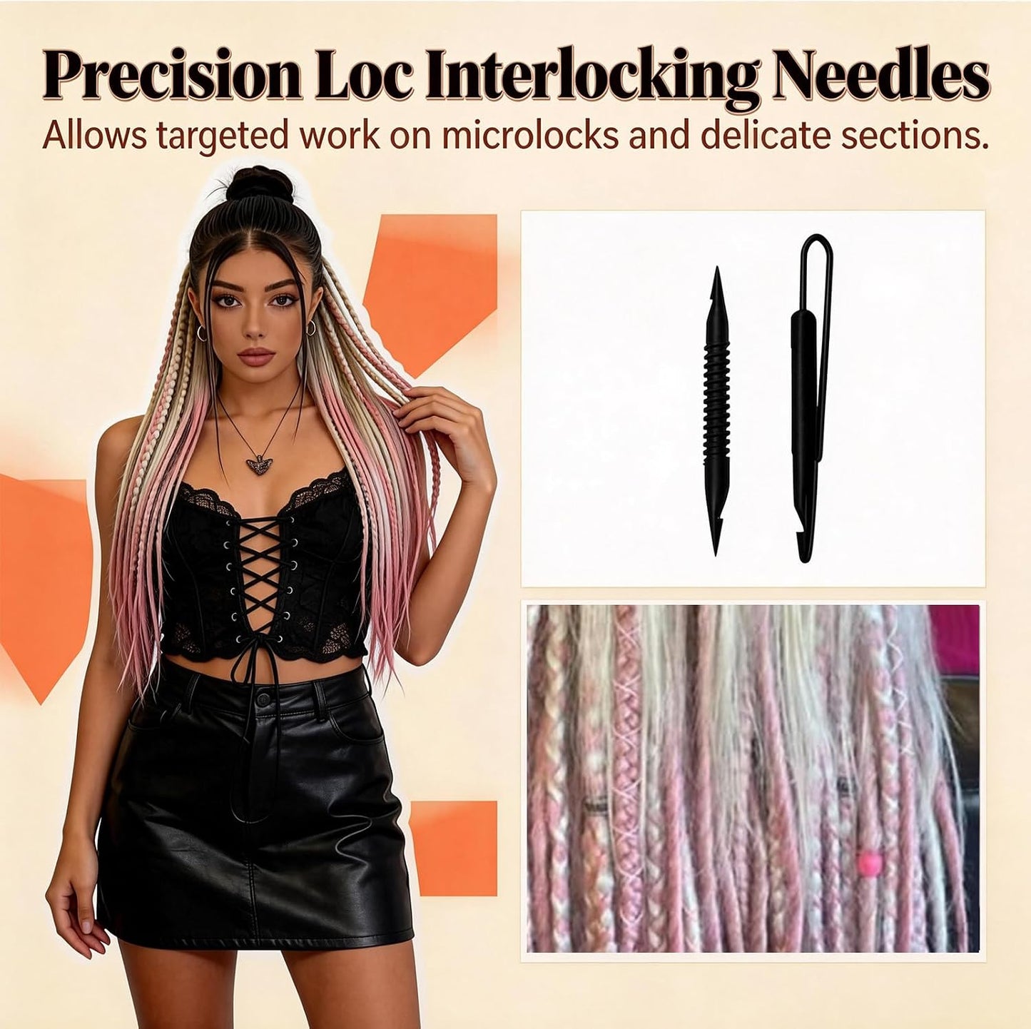 Interlocking Tool Set for Locs & Microlocs - Double Head Hair Styling Accessories | Lightweight Braid Tools for Dreadlocks & Sister Locks
