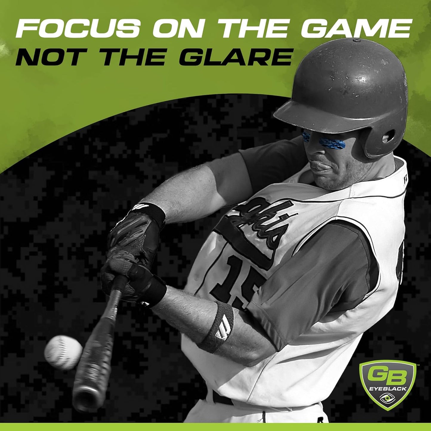 Breathable Eye Strips - Peel & Stick Athletic Eyeblack for Game Day | No Mess, Green Camo, 15 Pairs