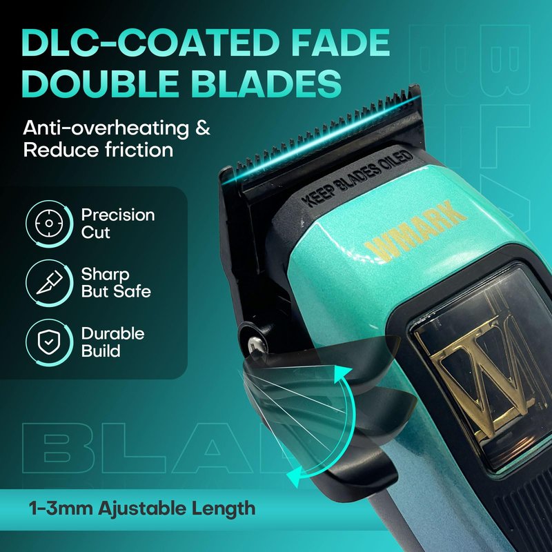 WMARK Hair Clippers for Men Professional Barber Clippers for Hair Cutting Kit Cordless Hair Clippers Maglev Vector Motor 10000RPM, DLC Fade Blades, USB-C Rechargeable NG-X1 Polar