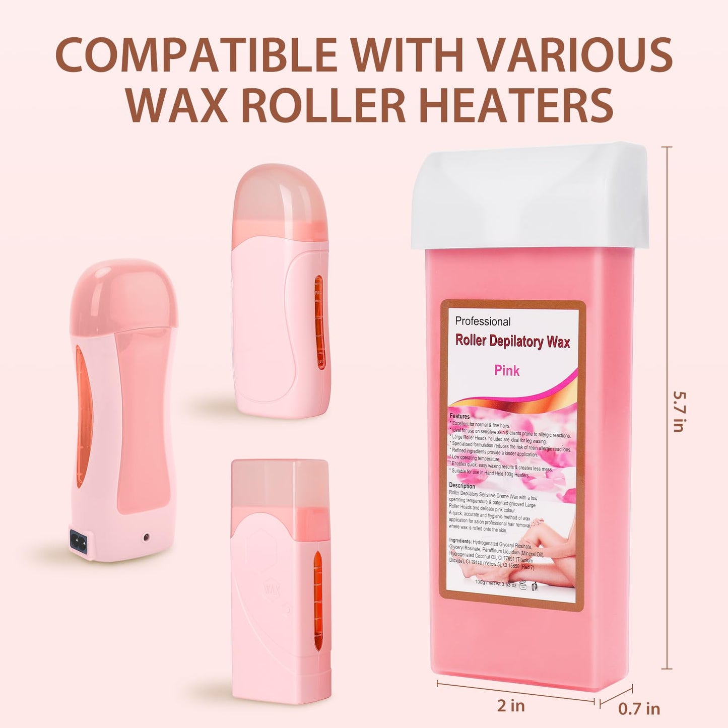 Roll on Wax Refill Kit: 3 Honey Wax Roller Refill & 10 Cleaning Wipes for Hair Removal - Depilatory Cartridge for Body Leg Arm (100g/3.53oz, 3 Pack)