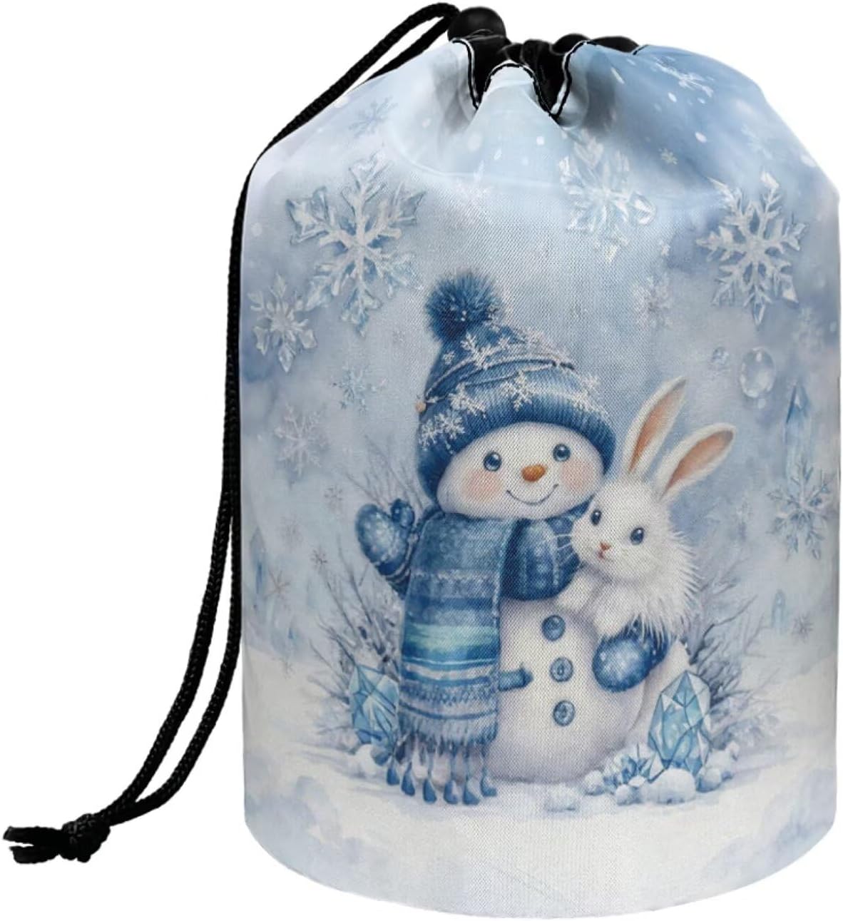 Peach Blossom Blue Cosmetic Bag for Women - Portable Drawstring Makeup Organizer | Collapsible Toiletry Storage