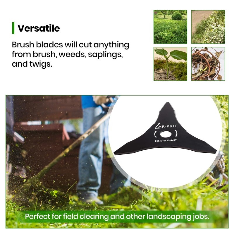 (2-Set) 10" x 3 Teeth Carbon Steel Brush Cutter Blades with Washers - 2 Blades and 2 Washers - Blades for 20mm or 25.4mm Arbor - Compatible with Husqvarna, Stihl, Ego, and More