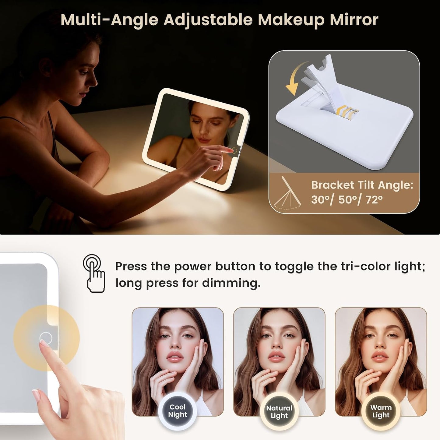LED Lighted Makeup Bag - Double Layer Cosmetic Train Case with Adjustable Brightness | Black Checkerboard Design