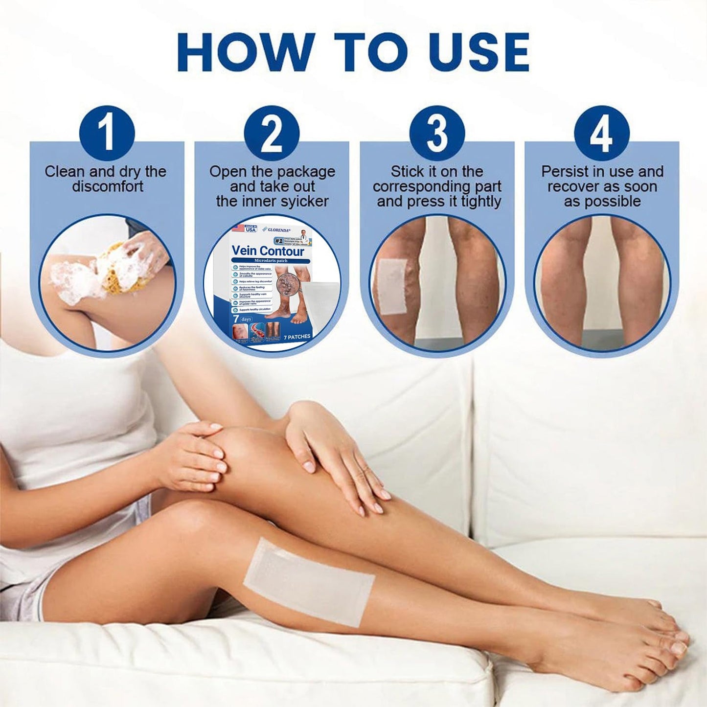 Luhaka GLORENDA Vein Contour Microdarts Patch, Vein Target Microdarts Patch, Relieve Leg Discomfort, Soothes Leg Discomfort, Effectively Moisturizes and Moisturizes (2PCS)