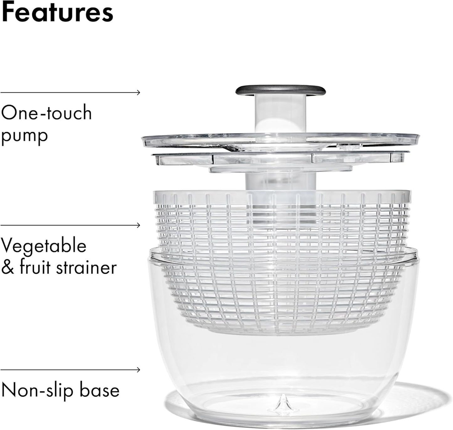 OXO Good Grips Salad Spinner - Efficient Lettuce & Vegetable Washer | 6.22 Quart Capacity