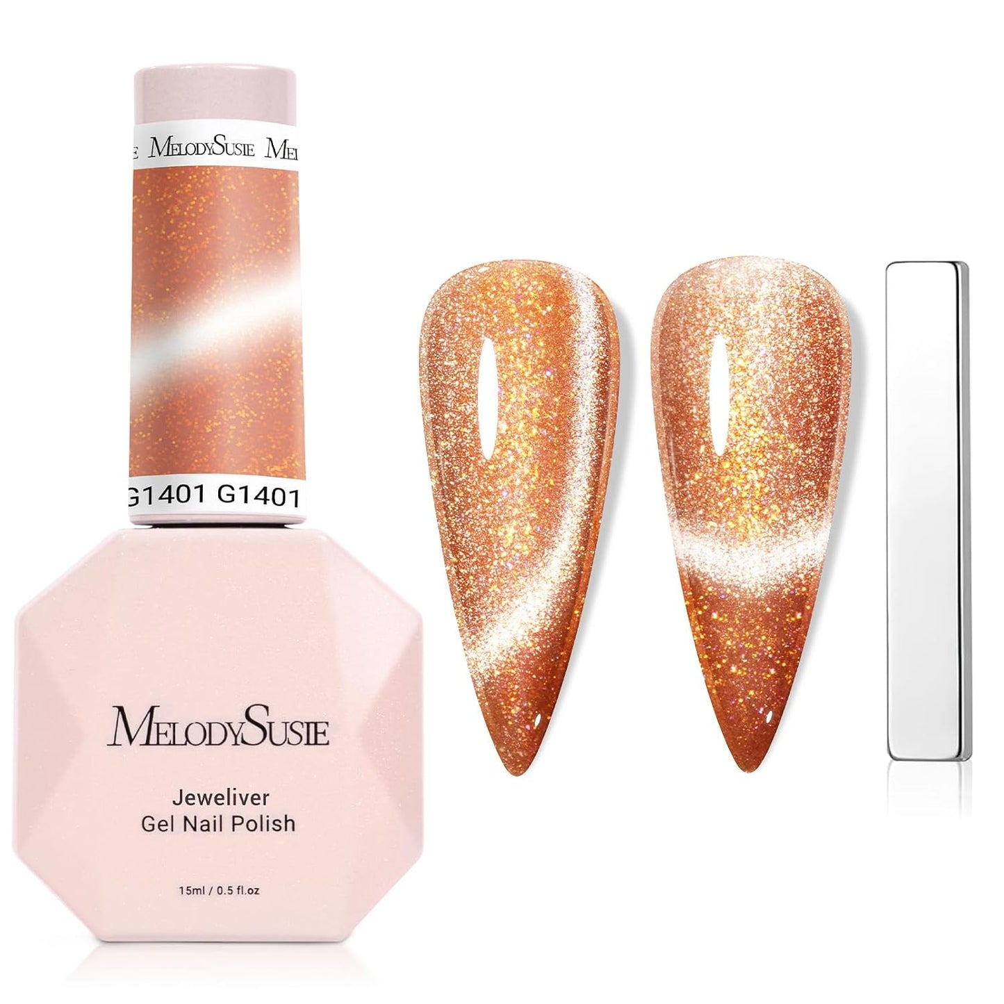 MelodySusie Cat Eye Gel Nail Polish - Burgundy Red Glitter Holographic | 0.5 Fl Oz UV Nail Art