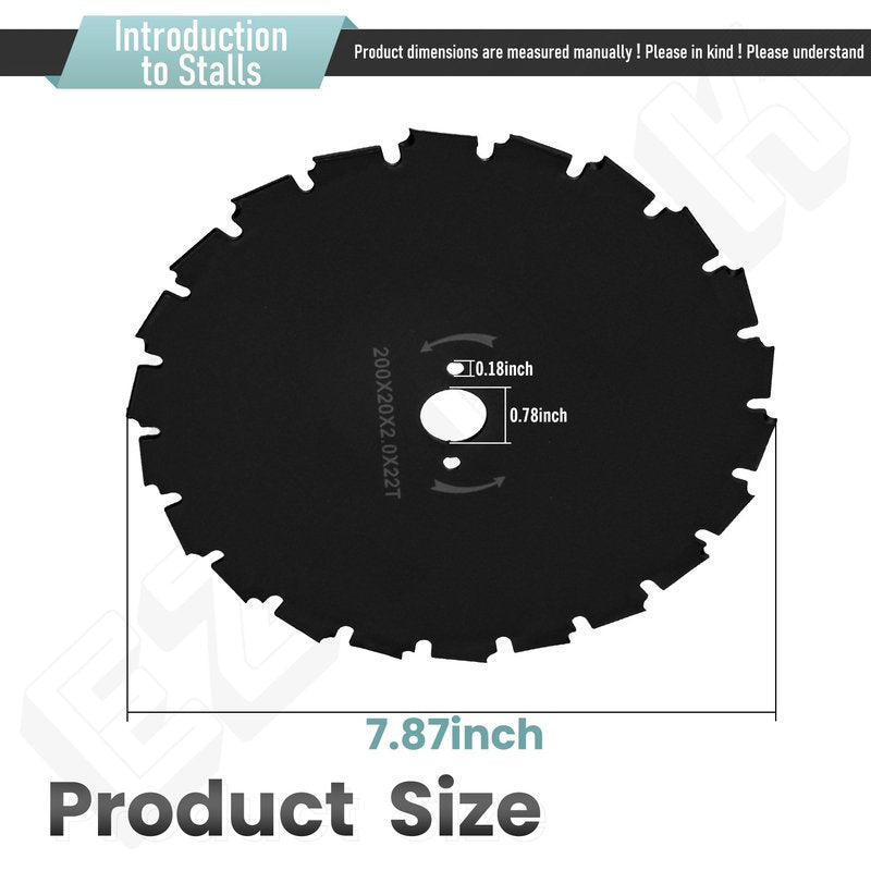 99944200131 20 mm Bore 22 Tooth, 8" Steel Brushcutter Blade Compatible with Echo SRM-210 SRM-225 SRM-230 SRM-260 SRM-265 SRM-280 SRM-311 SRM-340 SRM-400 SRM-410 Trimmers