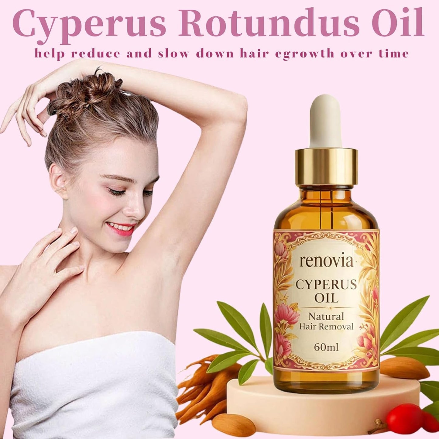Cyperus Rotundus Oil for Hair Removal - Moisturizes & Soothes Skin | 1PC