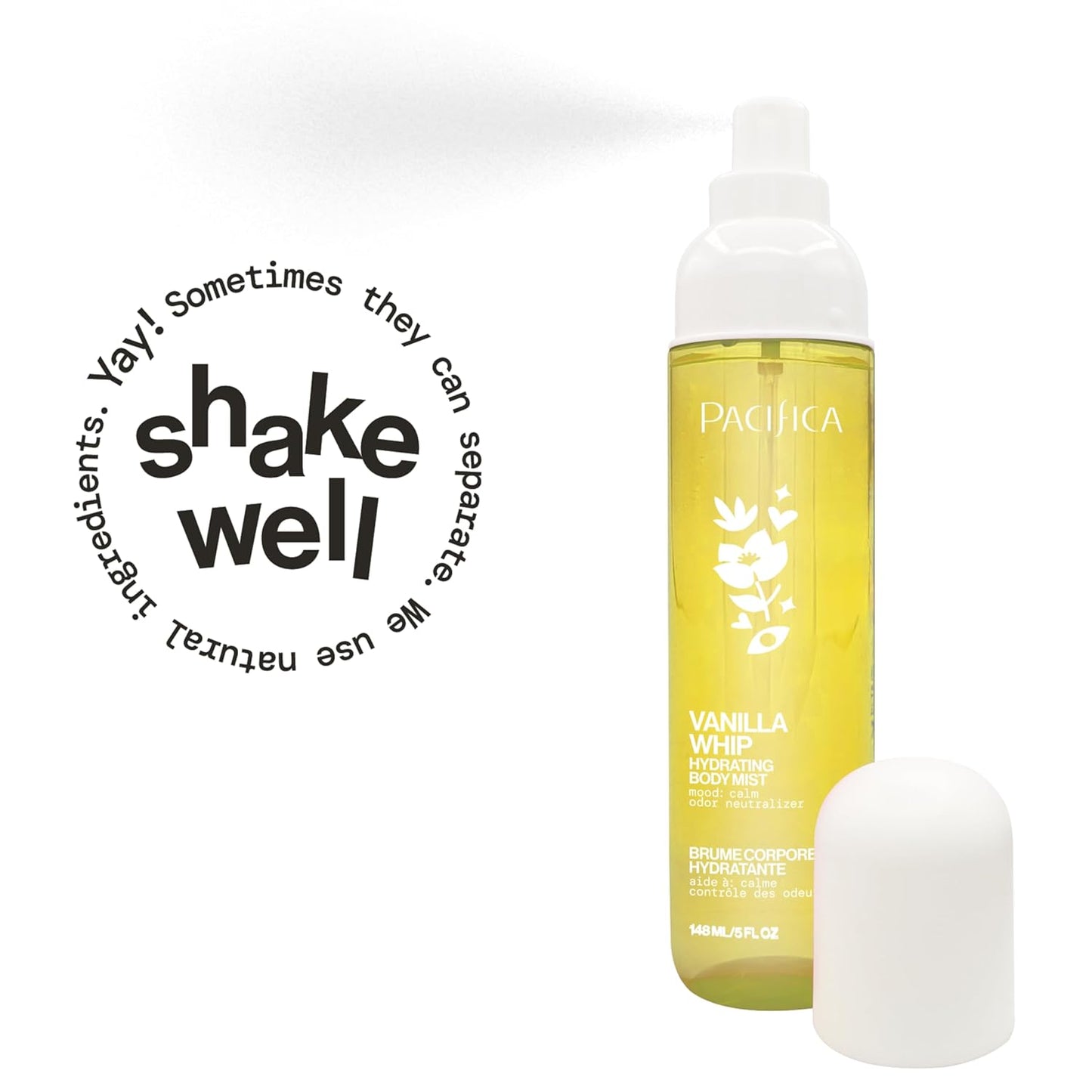Pacifica Vanilla Whip Body Mist - Sweet Gourmand Hair & Body Fragrance Spray | Hydrating, Odor Neutralizing | Vegan 5oz
