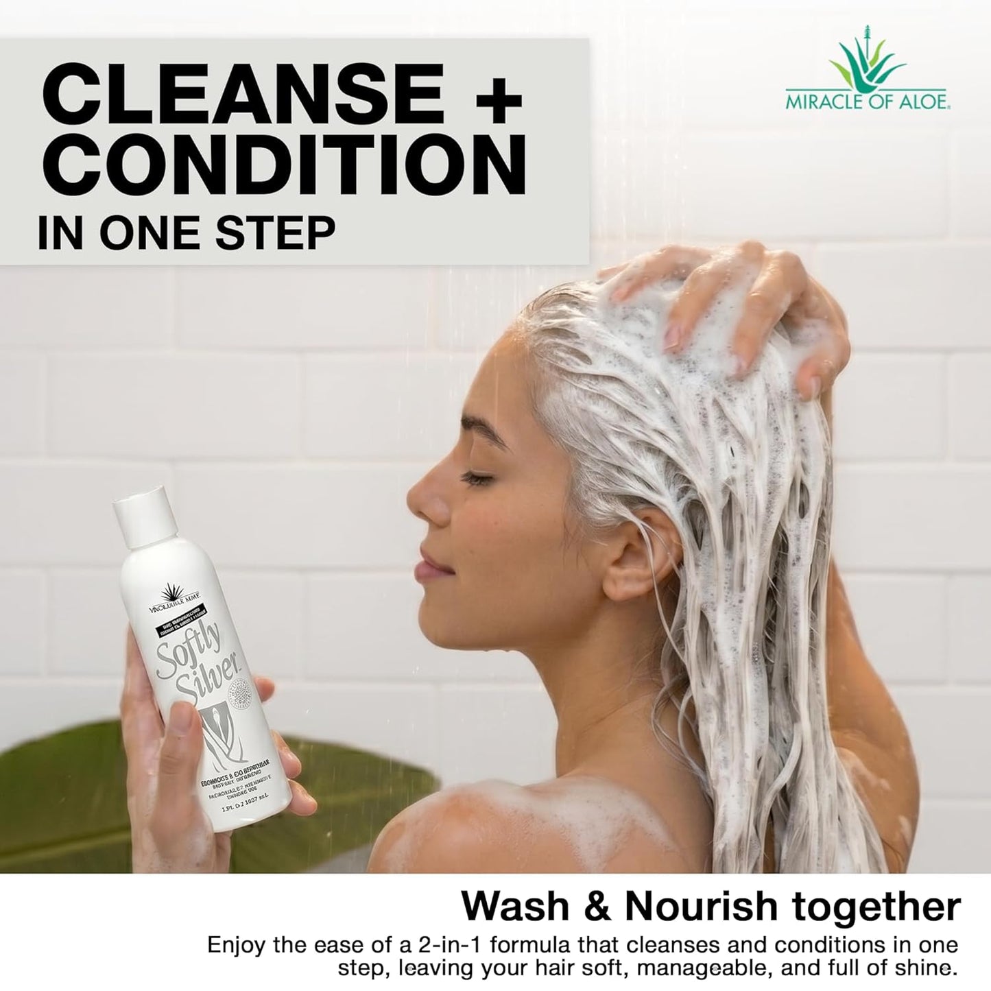Silver Shampoo for Gray Hair - 2-in-1 Purple Restorative Wash with Panthenol & Aloe | Adds Luster & Bounce