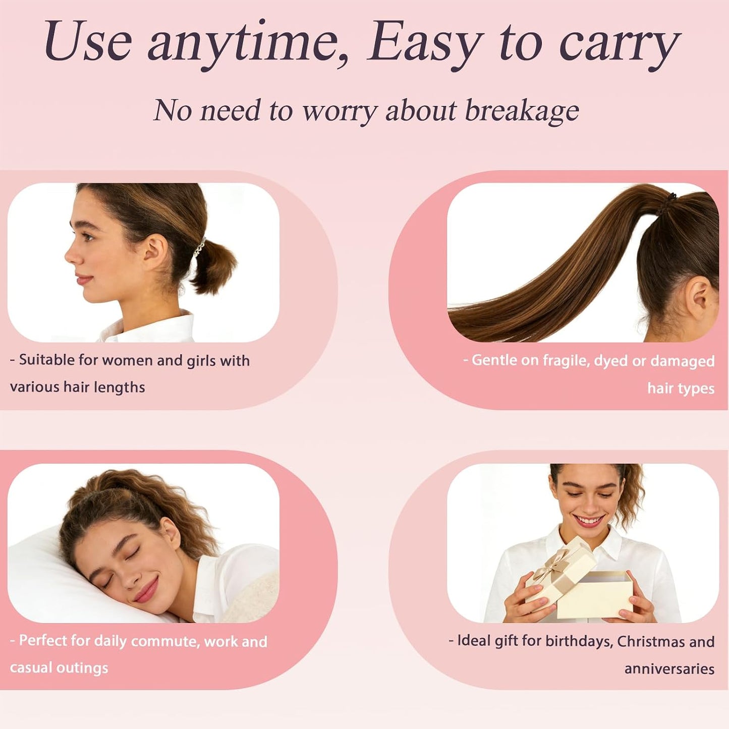 Spiral Hair Ties - 10-Pack No-Damage Elastic Coil Ponytail Holders | Waterproof Non-Slip Bands for All Hair Types