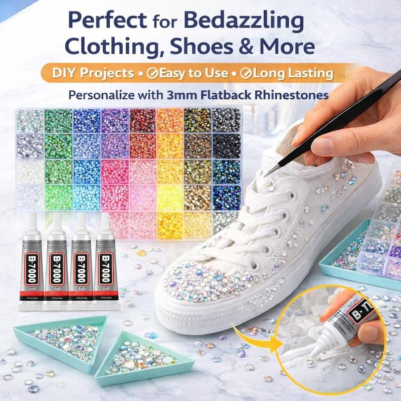 Bedazzling Kit - 40 Colors 35,000 PCS Resin Flatback Rhinestones | DIY Craft Gems with Tools for Adults