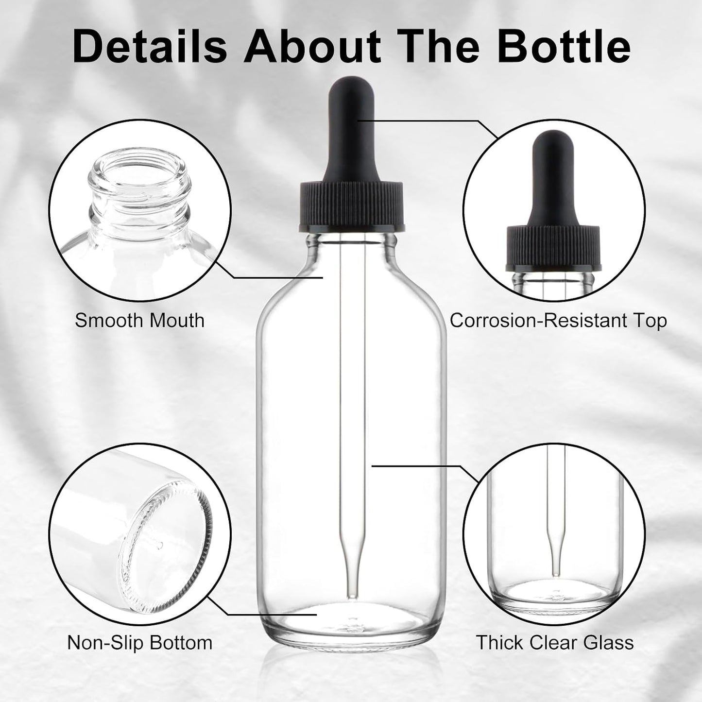 Clear Glass Bottles - 42 Pack 4oz with Eye Droppers for Essential Oils | Includes Funnels, Labels & Measuring Cup