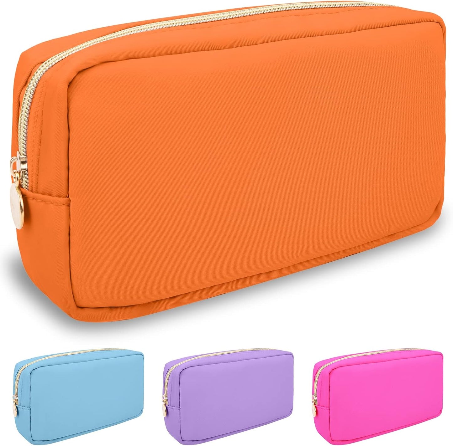 Floral Makeup Bag - Cute Pink Nylon Zipper Pouch for Travel | Waterproof Cosmetic Organizer for Women