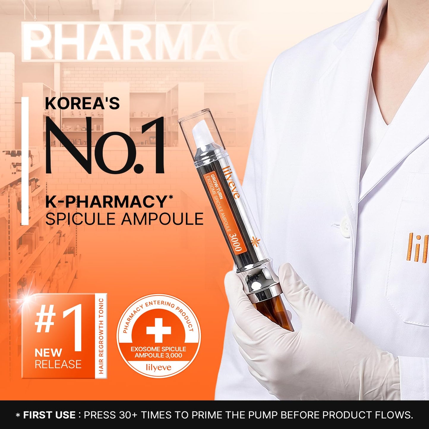 lilyeve GROWTURN Exosome Spicule Ampoule 3000, Focused Hair Loss & Scalp Solution in 7 days, 4th Generation Exosome Spicule Care, Korean Hair Care, 0.34 fl. oz.
