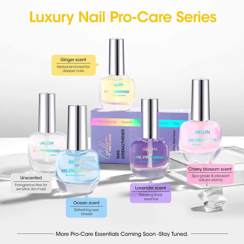 GELLEN Pro Care Ginger Nail Strengthener - 8-in-1 Air Dry Clear Serum for Thin Nails Growth & Repair | Nourishing Formula