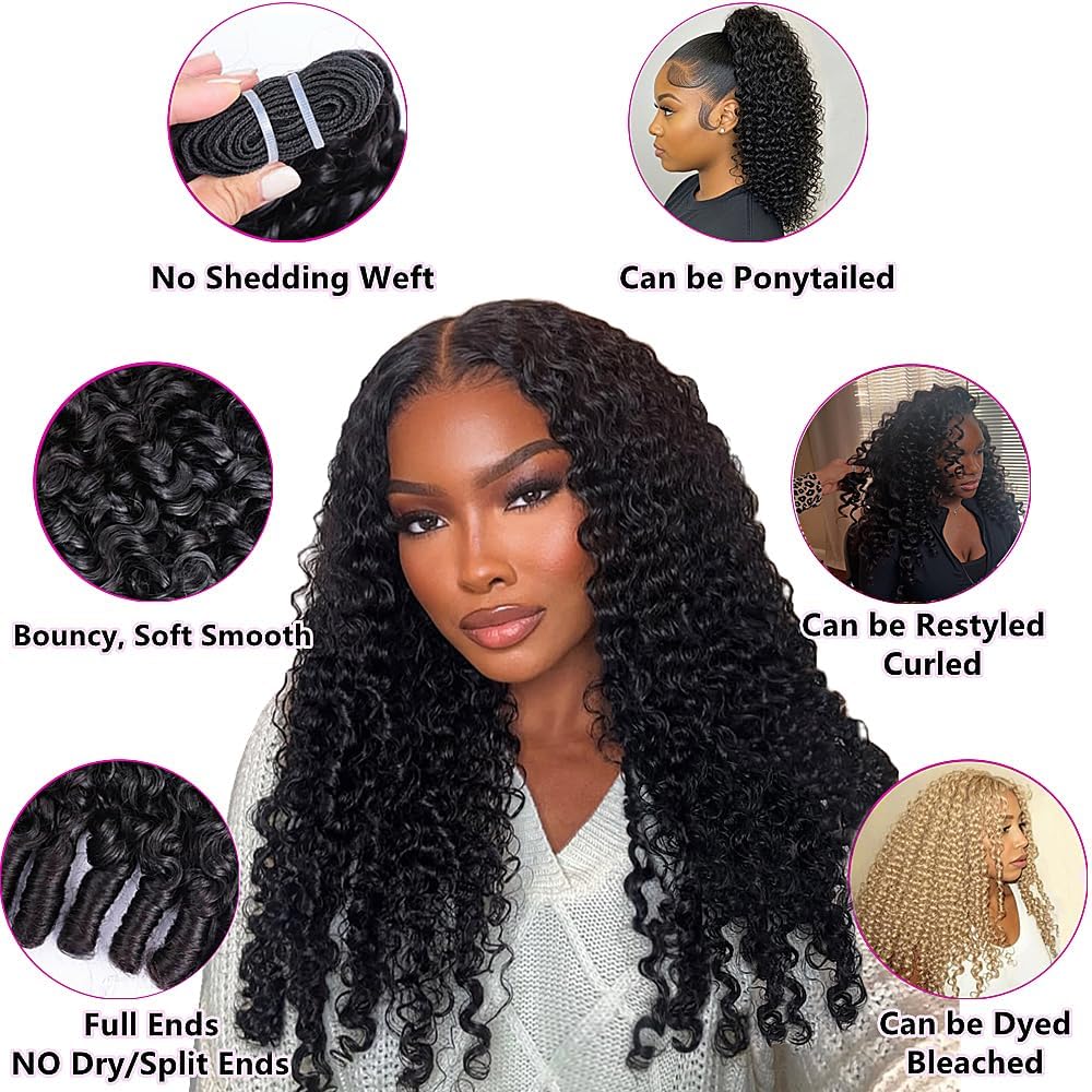 Burmese Curly Hair Bundles - 3Pcs Water Wave 12A Virgin Hair | 18, 20, 22 Inch Natural Black